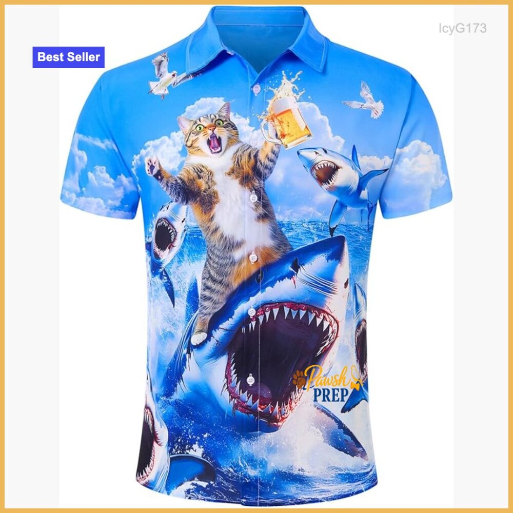 Slim Fit Short Sleeve Button Down Shirt Novelty Hawaiian Summer Casual